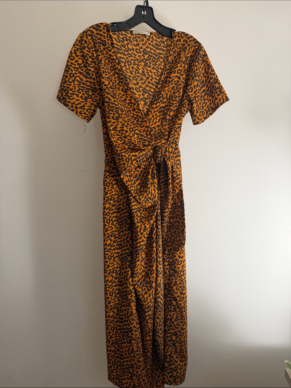 Leopard Print Wrap Maxi Dress in Mustard